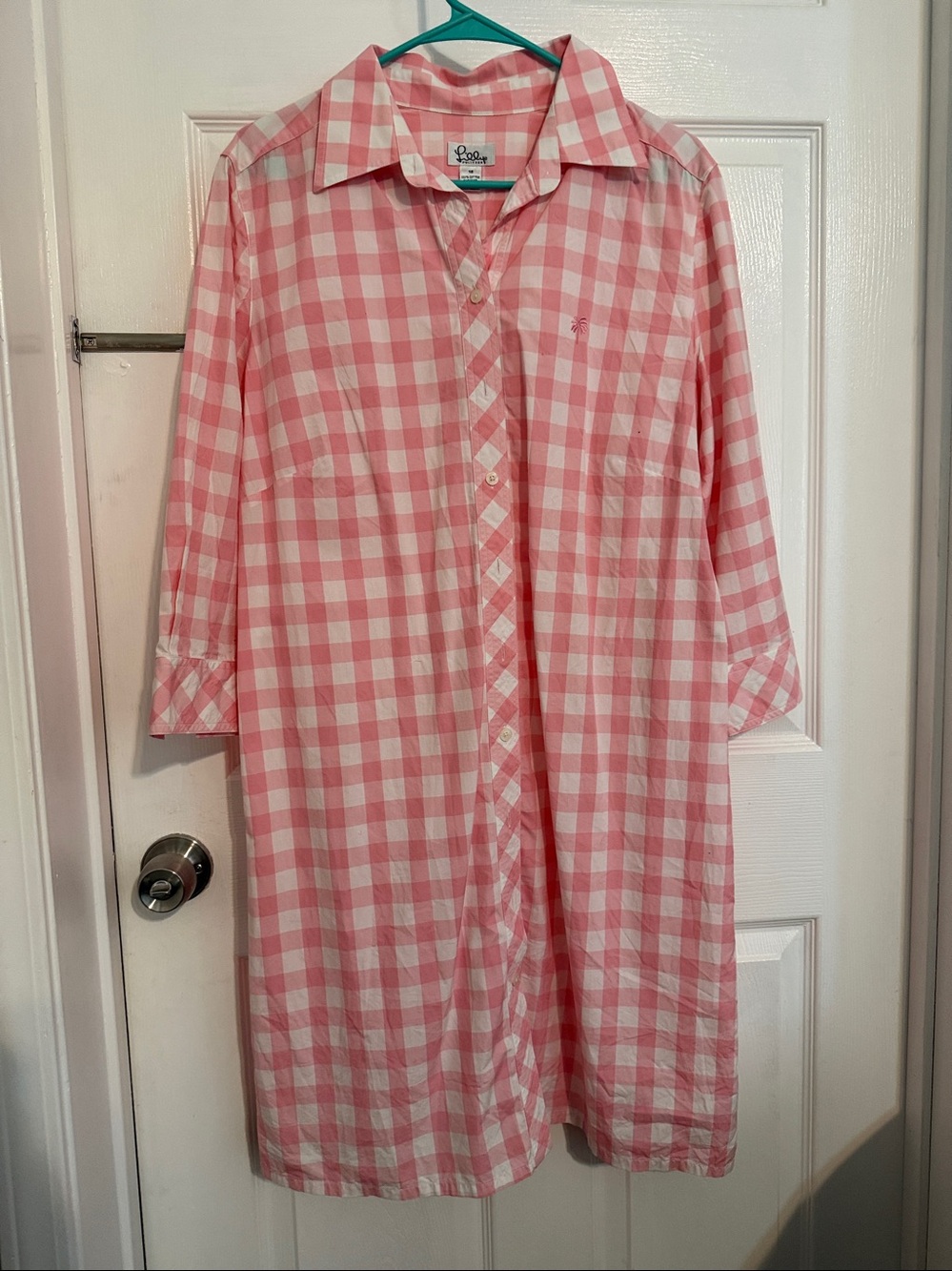 Lilly Pulitzer Pink and White Gingham Casual Shirt Dress size 12